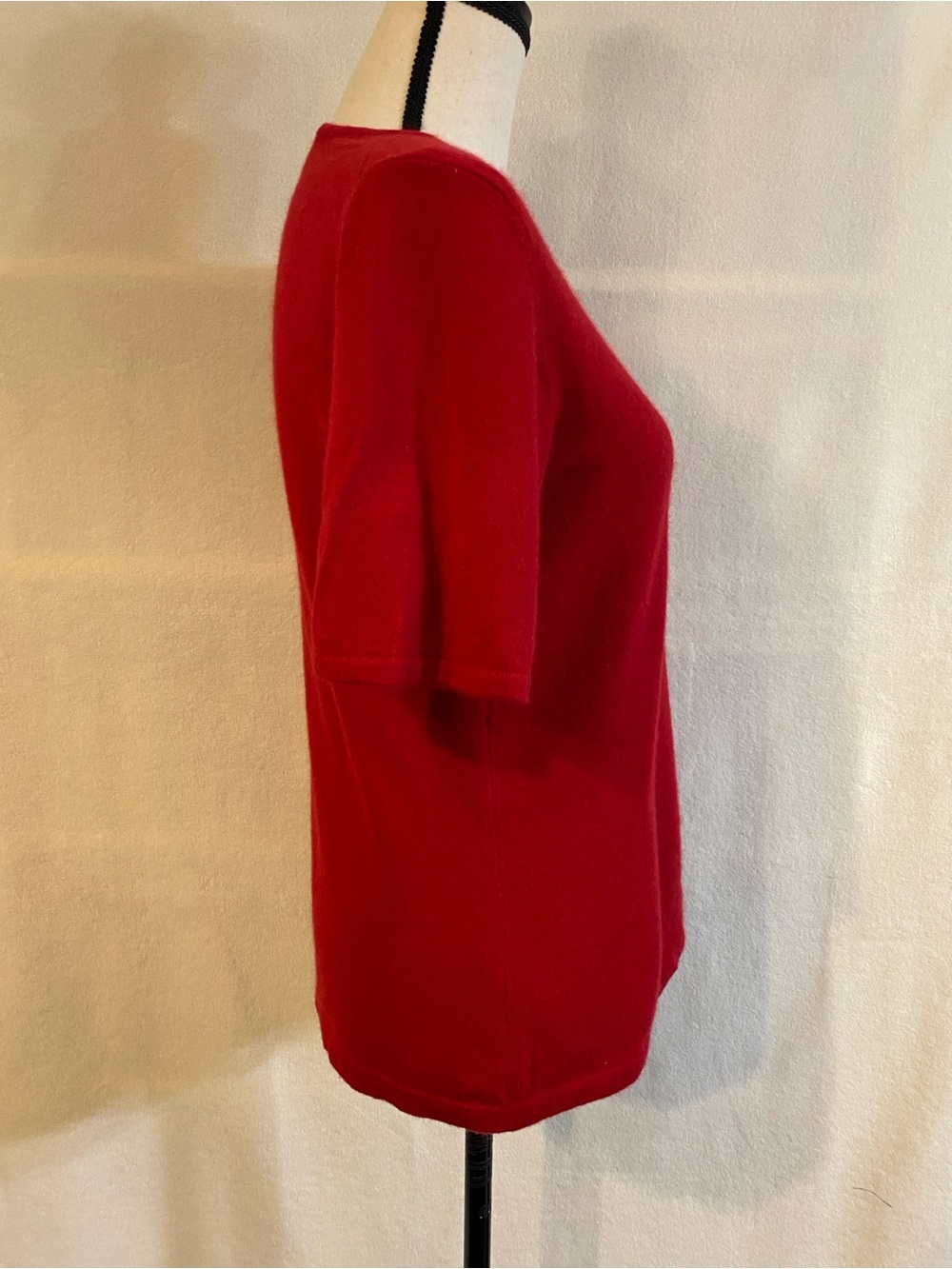Lands' End red 100% cashmere short sleeve knit crewneck sweater - Picture 2 of 12